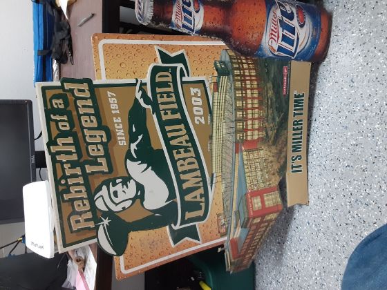 Picture of Lambeau Field/ miller metal sign